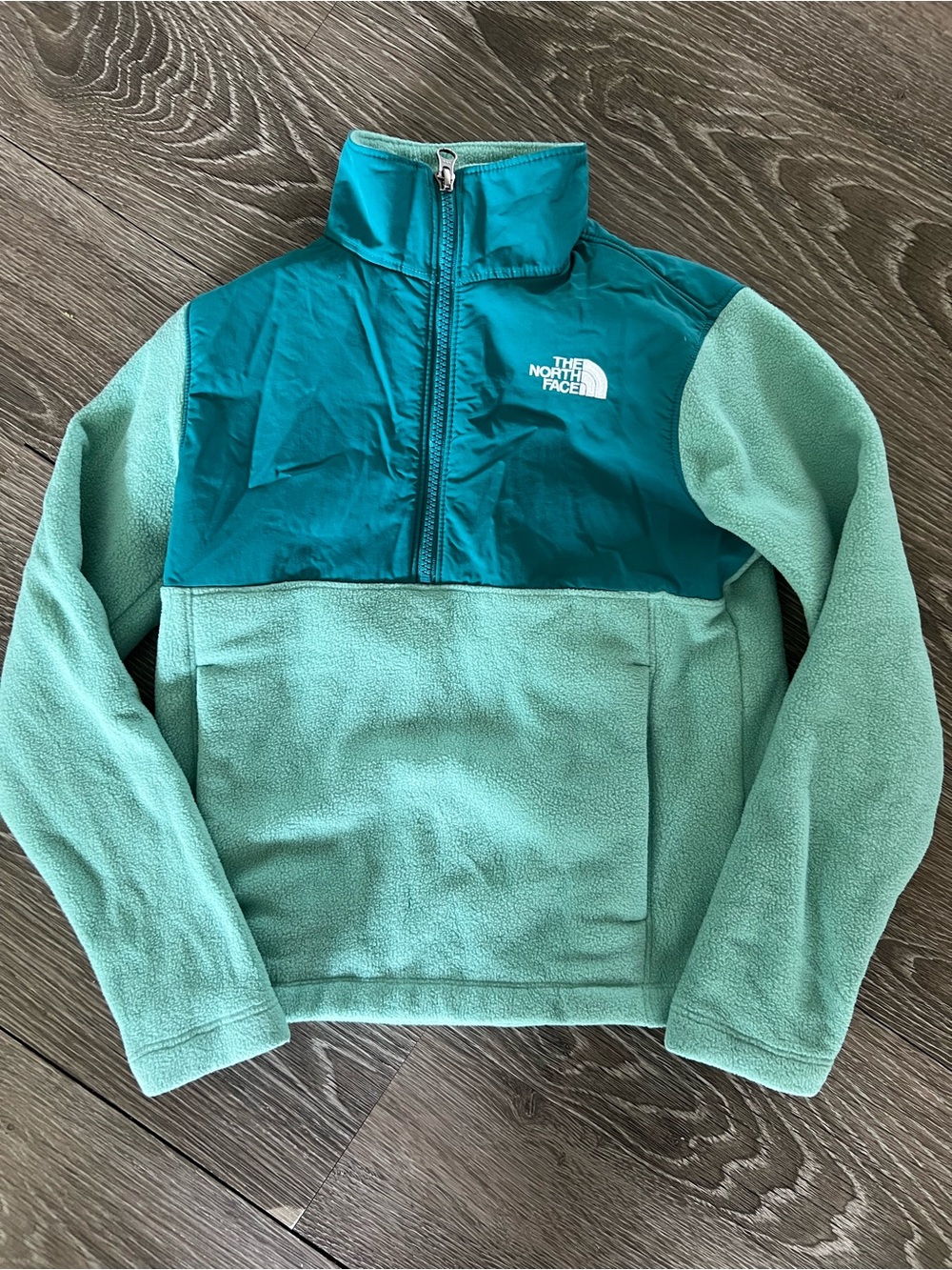 The North Face Girls Teal Fleece 1/4 Zip Pullover Jacket Size 7/8